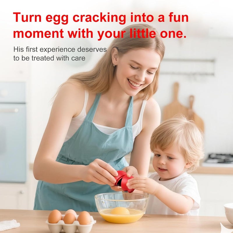 PowCube Egg Cracker, Silicone Egg Shell Opener, Cute Egg Shaped Design, Opens Eggs with Ease, A Little Happiness Boost for Your Kitchen. (3-Pack–Green, Red, Yellow) - Image 5